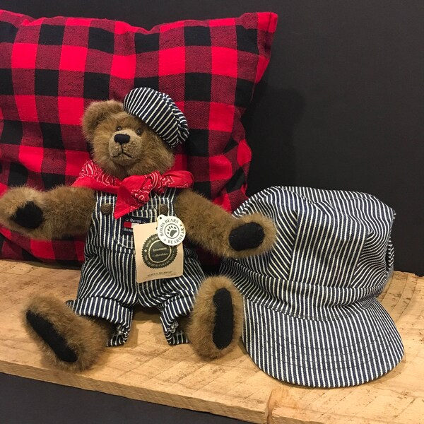 Vintage Boyd's bear Elmer o. Bearroad railroad bear railroad cap decor boys room decor boys cap cabin country gift birthday railroad theme