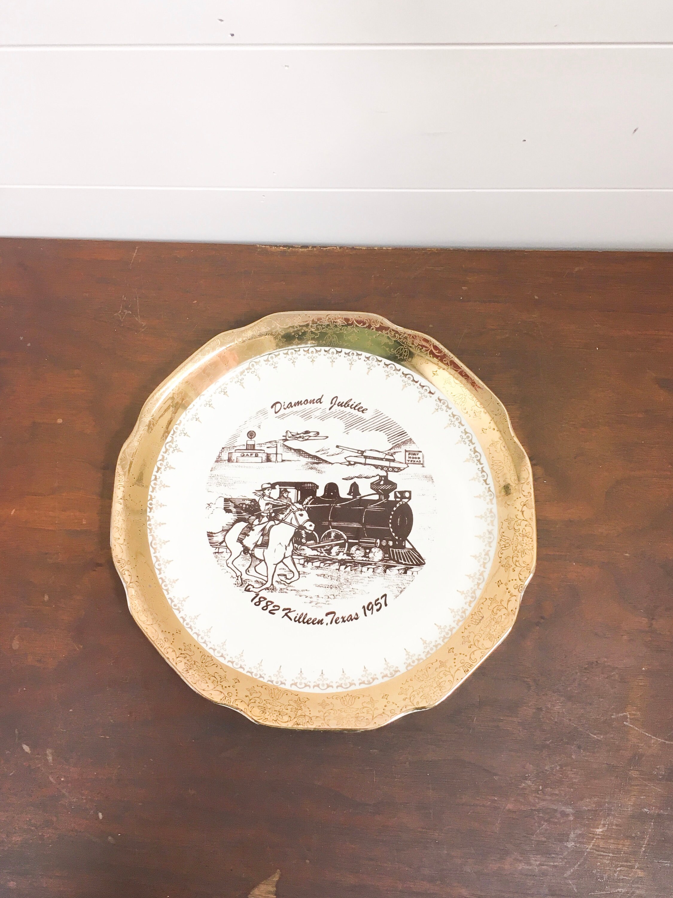 Vintage Plate Diamond Jubilee Killeen Texas 1957 Chest O Gold - Etsy