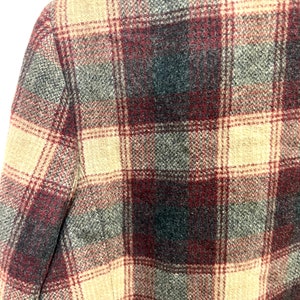 Vintage L.L. Bean blazer wool cashmere 14R plaid tan gray wine image 7