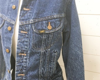 Vintage denim jacket blue jean lee retro acid washed retro mod coat jacket