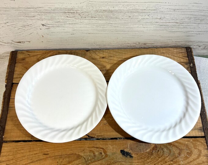 Vintage Corelle Plates 9 Inch White Swirl Replacement Etsy