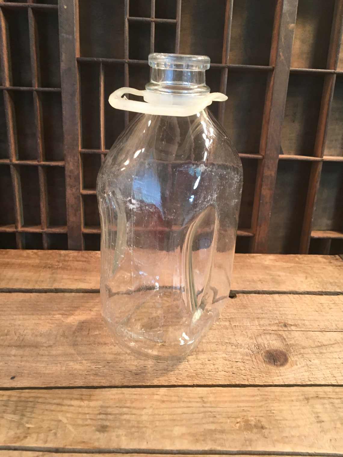 Vintage Glass Jug Milk Juice Half Gallon Retro Farmhouse Decor Etsy