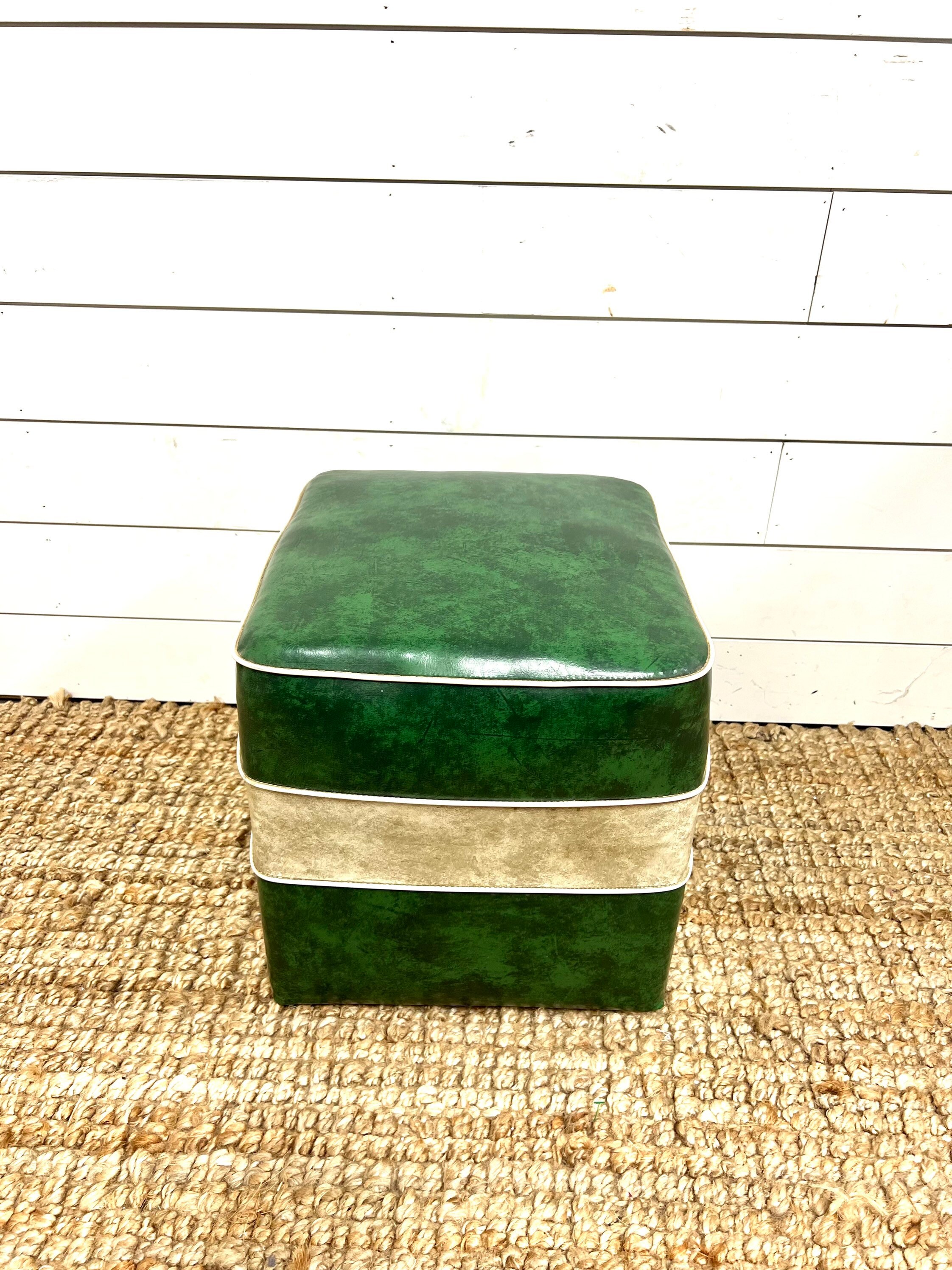 Vintage Vinyl Foot Stool Mid Century Decor Retro Etsy