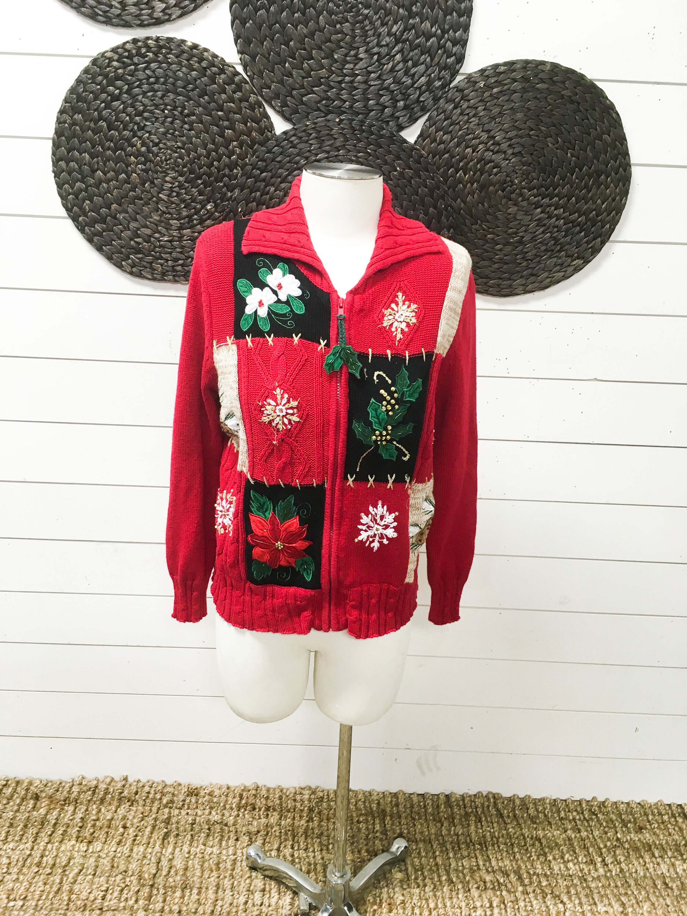 Vintage Christmas Sweater Heirloom Red 