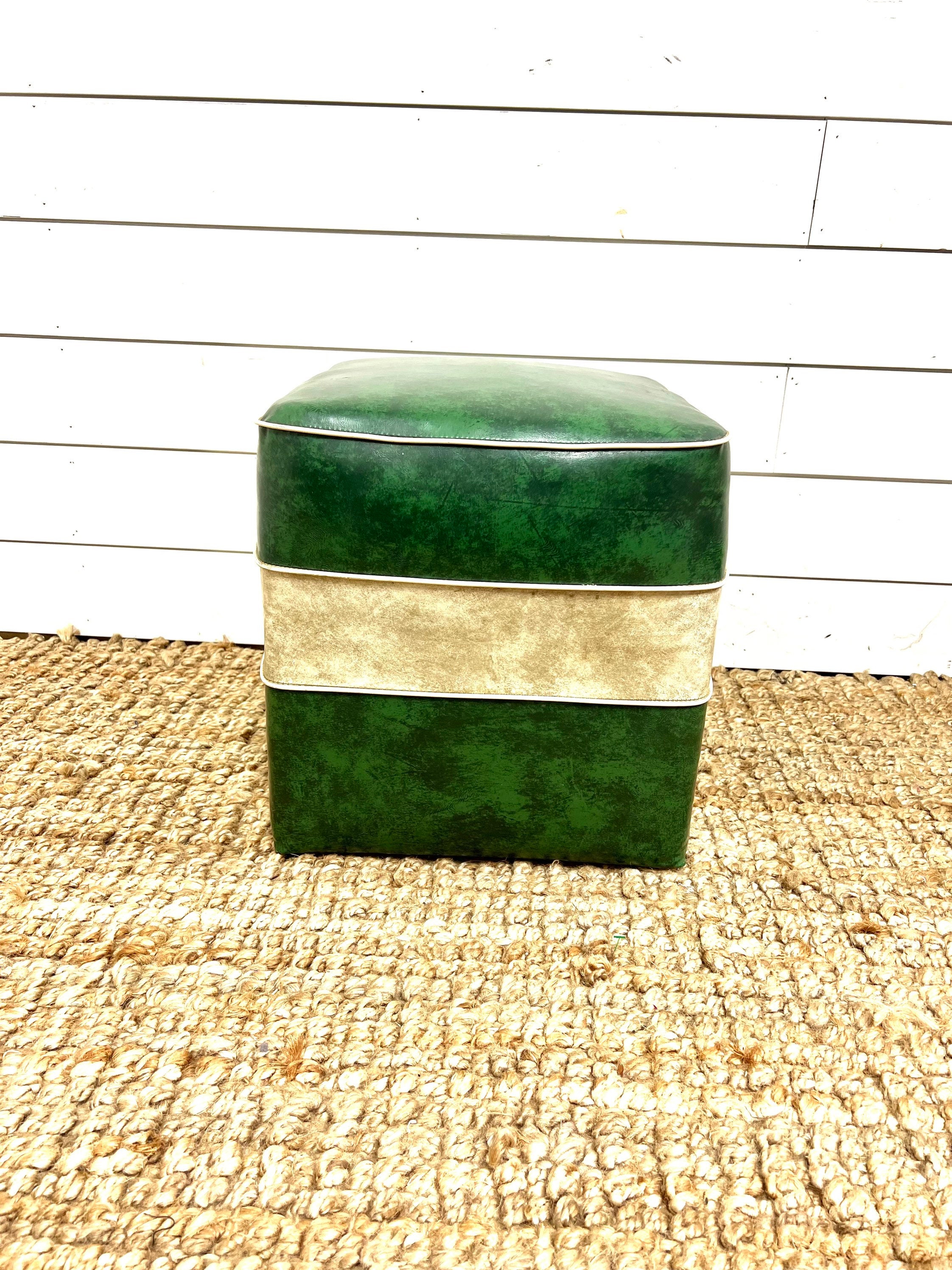 Vintage Vinyl Foot Stool Mid Century Decor Retro Etsy