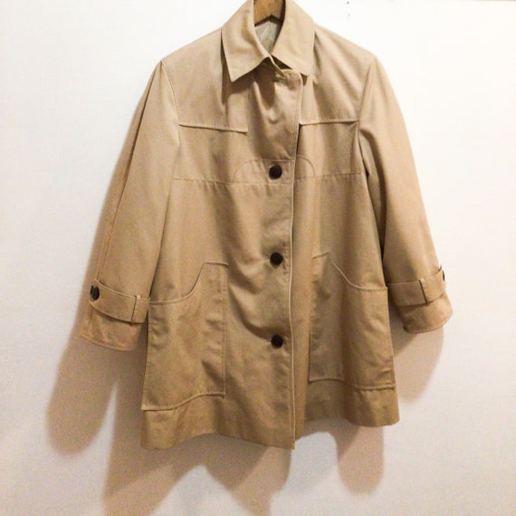 Vintage aigner coat insulated tan ladies size 10 wint… - Gem