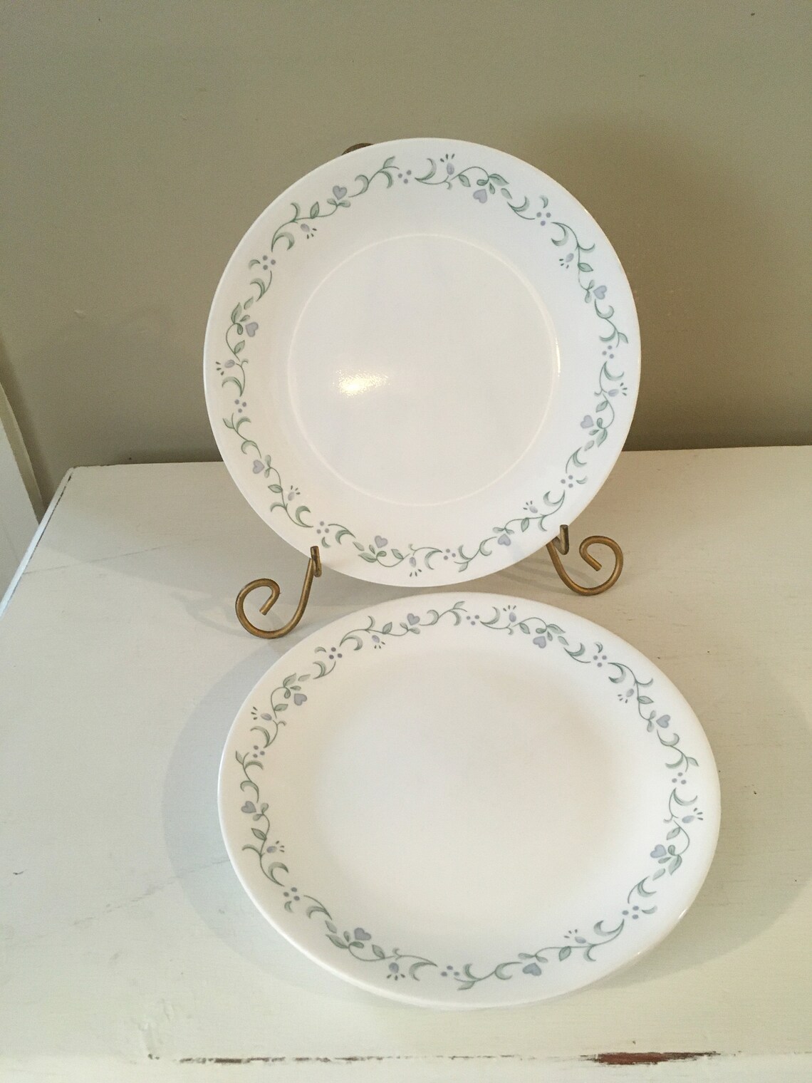 Vintage Corelle Plates Dinner Country Cottage Blue Heart Etsy