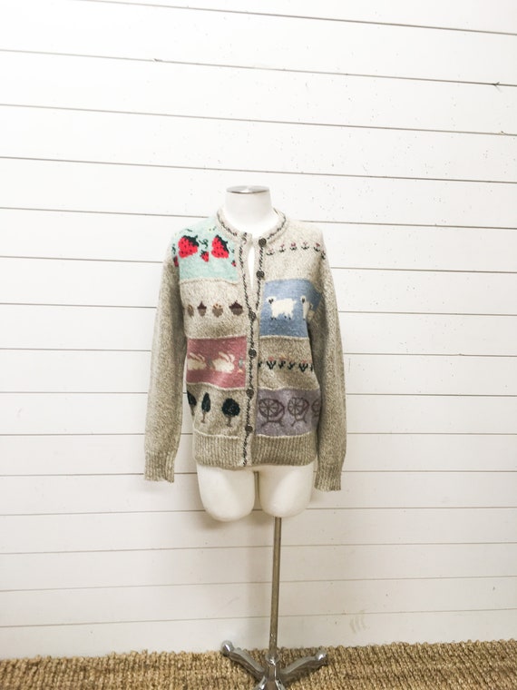 Vintage ladies sweater wool woolrich cardigan stra
