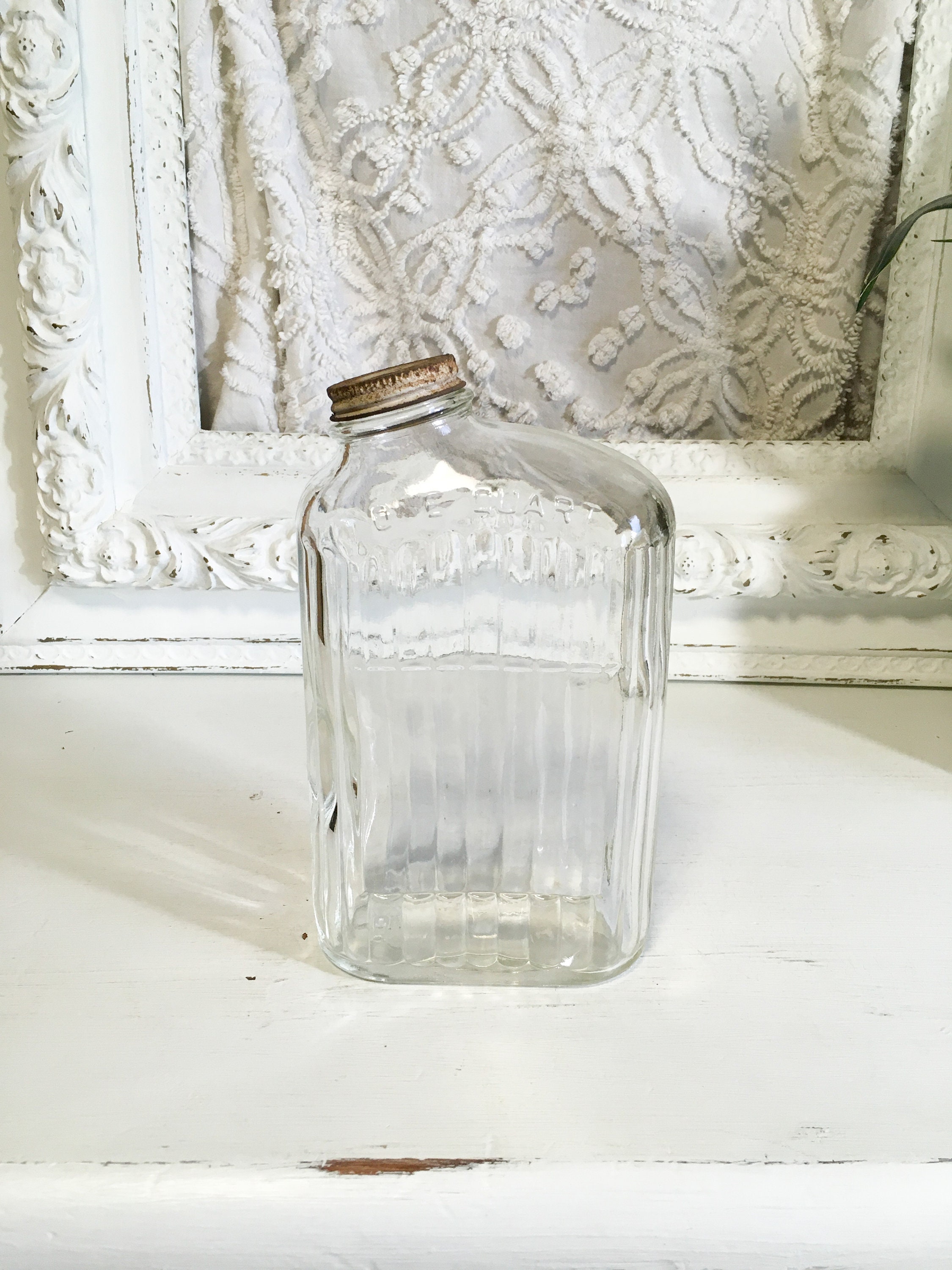 Vintage glass water bottle refrigerator bottle anchor hocking Etsy