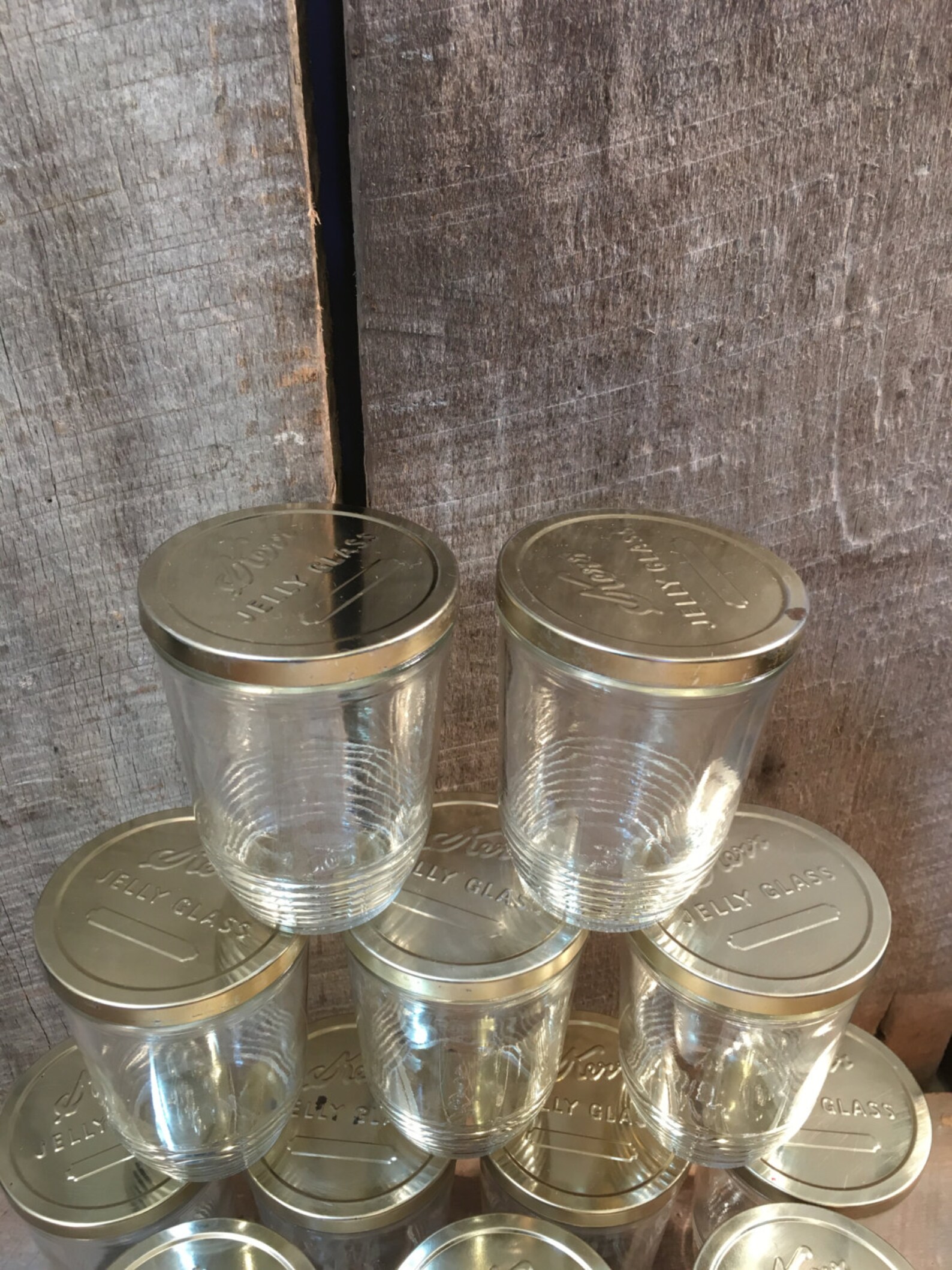 Vintage Kerr jelly glasses glass jars 1/2 pt metal lid Etsy