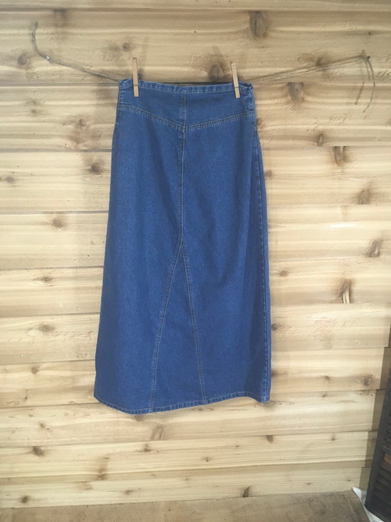 Vintage denim skirt blue jean long bagatelle size… - image 5