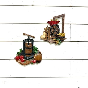 Vintage wall decor homco metal apple press retro decor