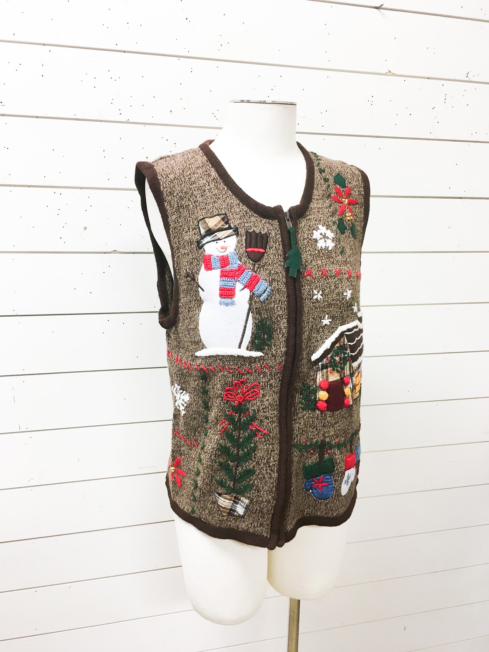 Gilet de noël vintage veste dames vacances noël pull brun | Etsy