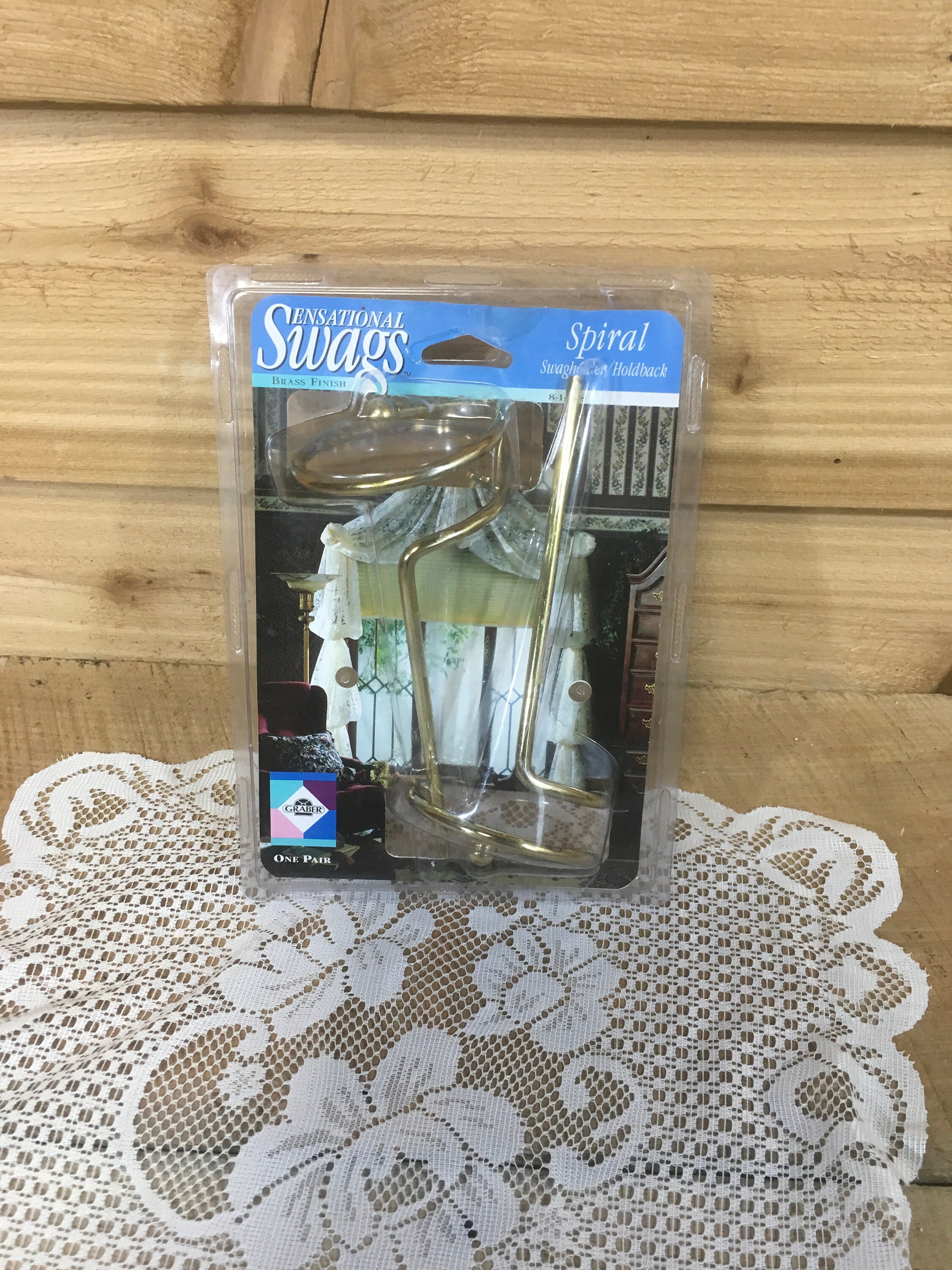 Vintage Curtain Holder Spiral Swag Holdback Tiebacks Brass Etsy