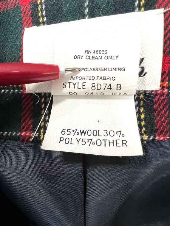 Vintage skirt jacket suit wool plaid red blue ret… - image 9