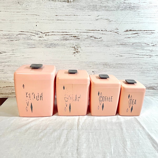 vintage canisters pink plastic retro decor