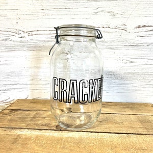 Vintage jar triomphe France cracker jar glass storage decor replacement cottage core