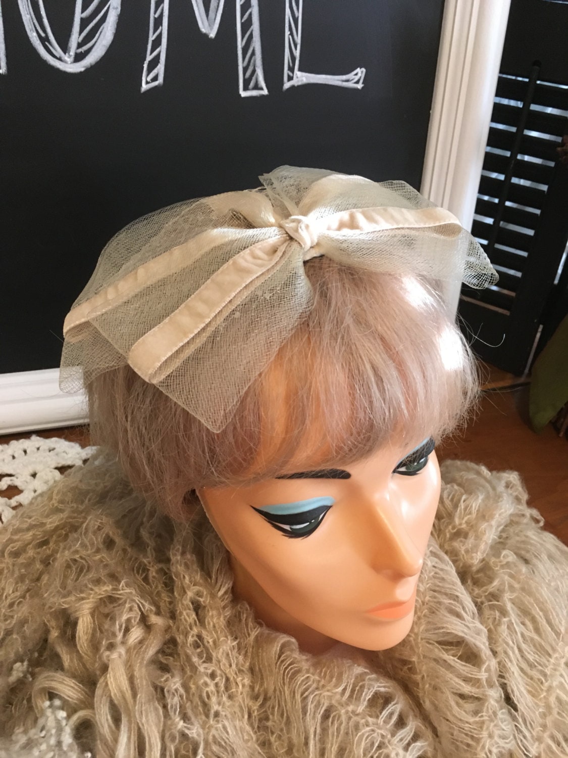 Vintage Ladies Hat Netting Bow Hair Accesories Hair Piece Etsy