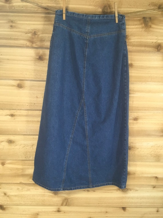 Vintage denim skirt blue jean long bagatelle size… - image 6