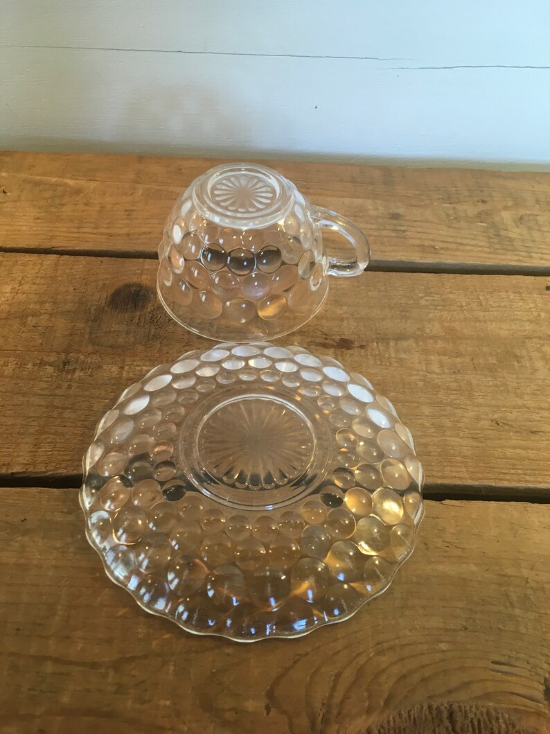 Vintage Cup Saucer Clear Glass Decor Retro Decor Tea Cup Etsy