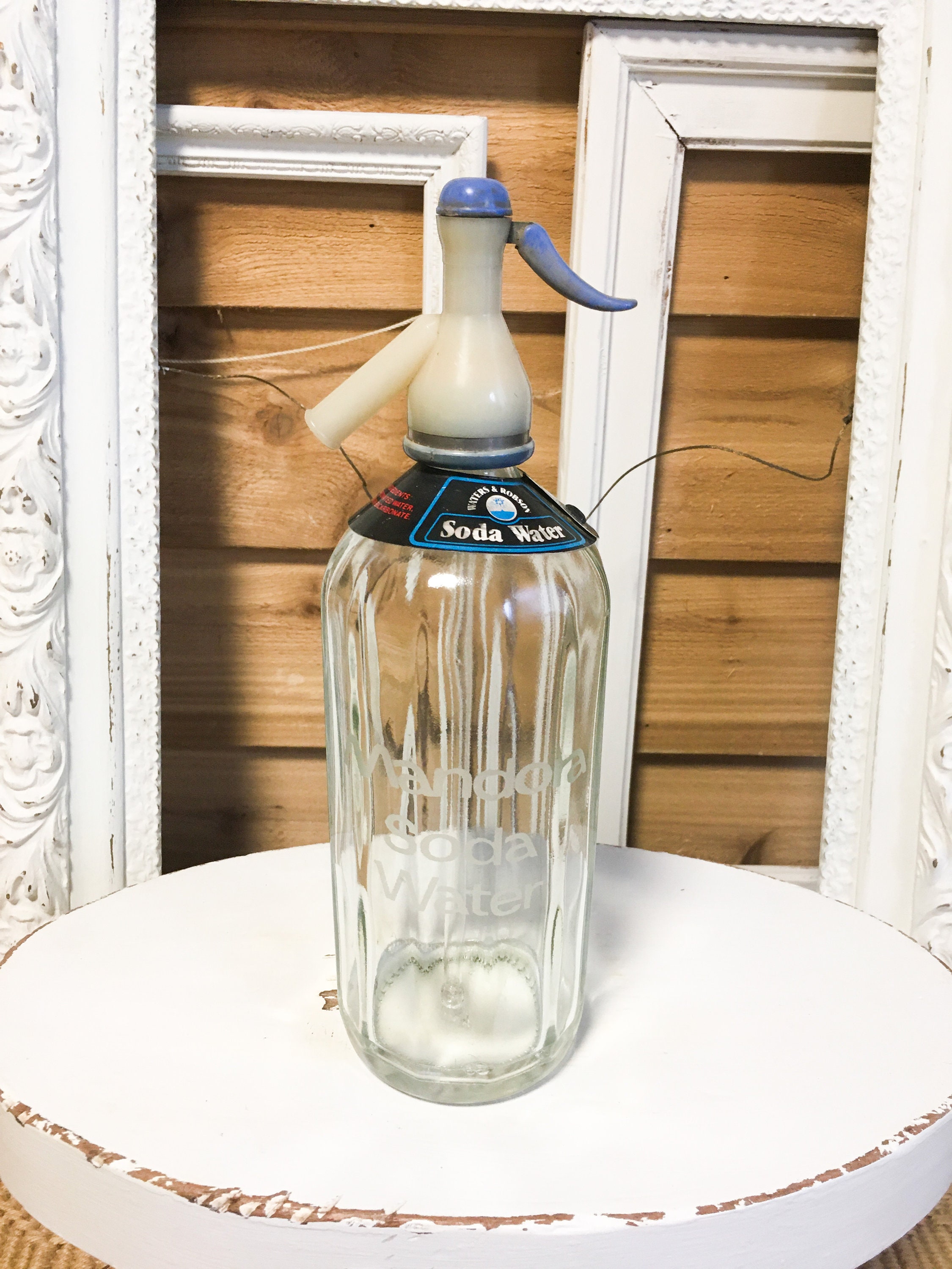 Vintage soda water bottle dispenser glass carbonated mandora Etsy
