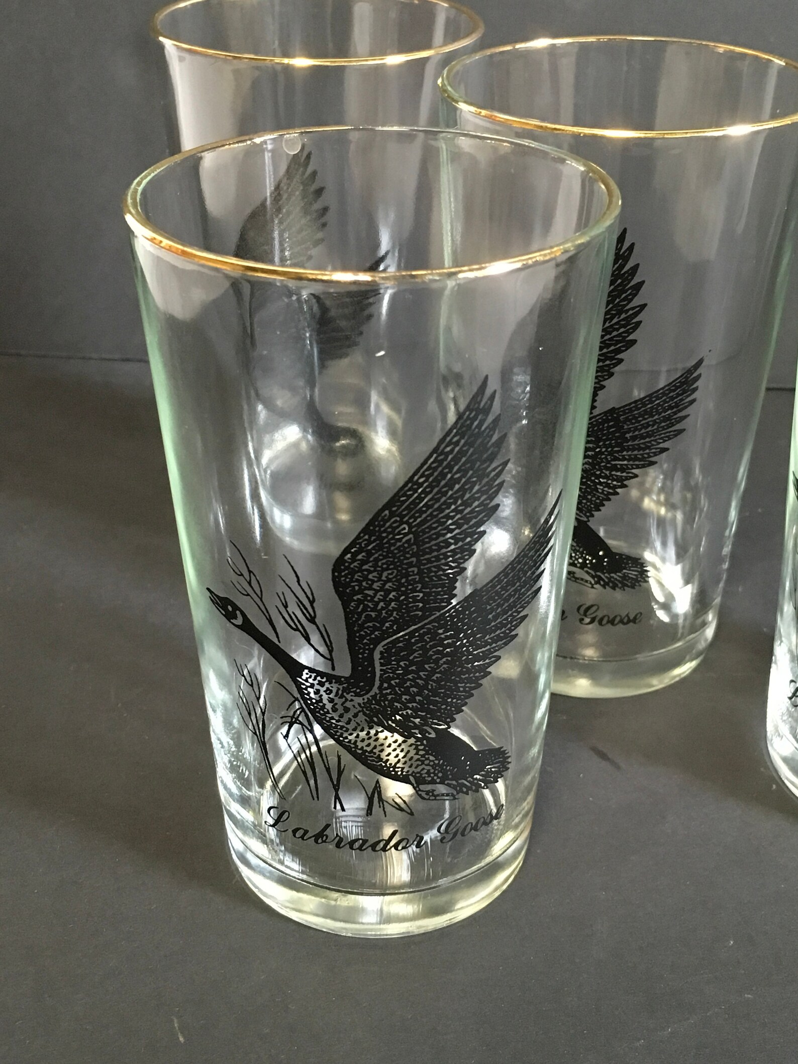 Vintage Goose Glasses Labrador Goose Tumblers Gold Rim Decor Etsy