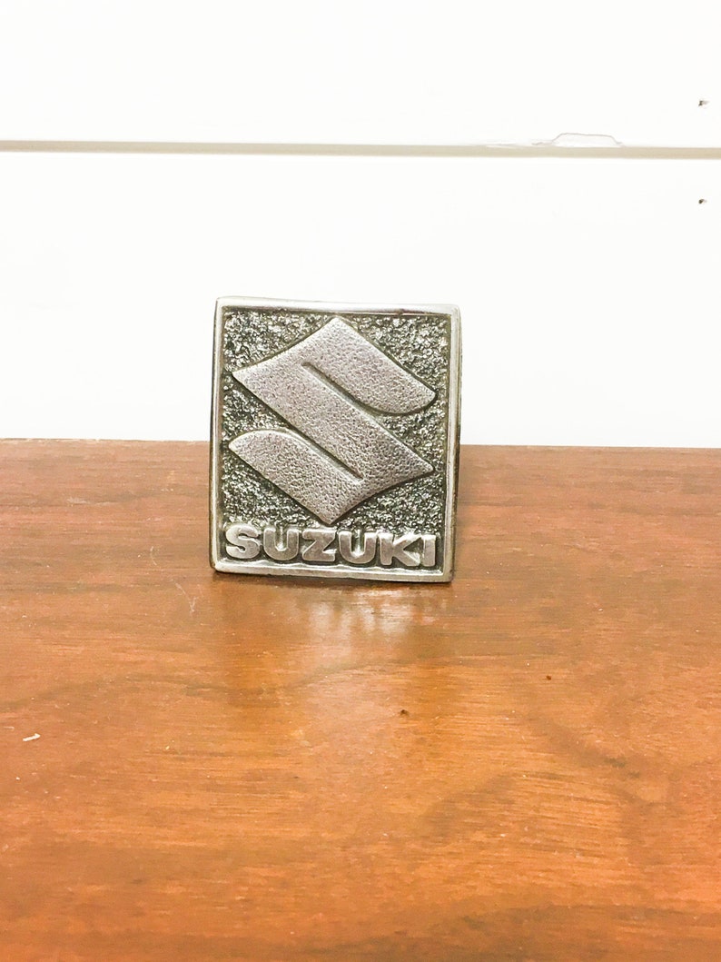 Vintage belt buckle Suzuki retro mod biker gift metal