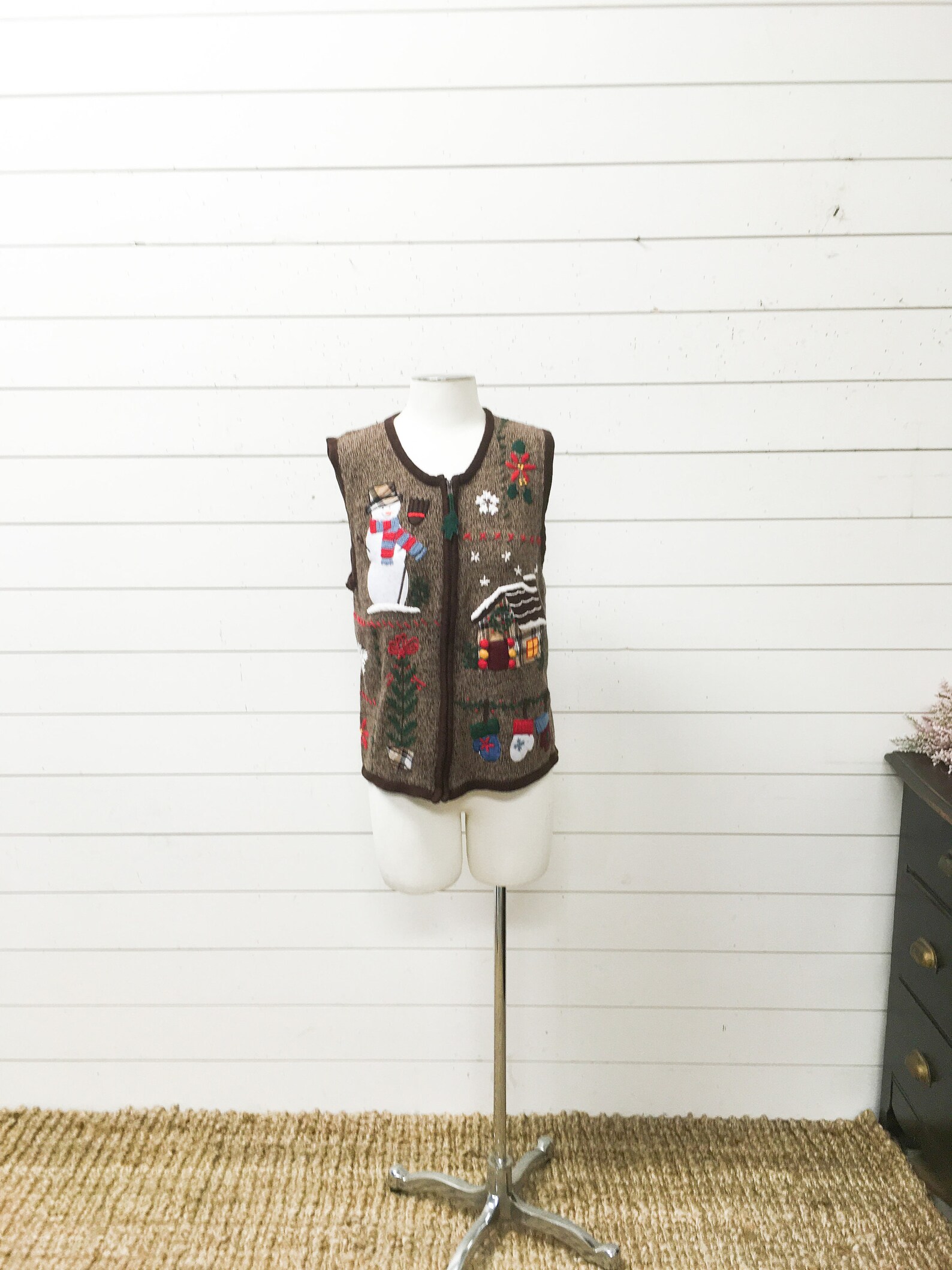 Gilet de noël vintage veste dames vacances noël pull brun | Etsy