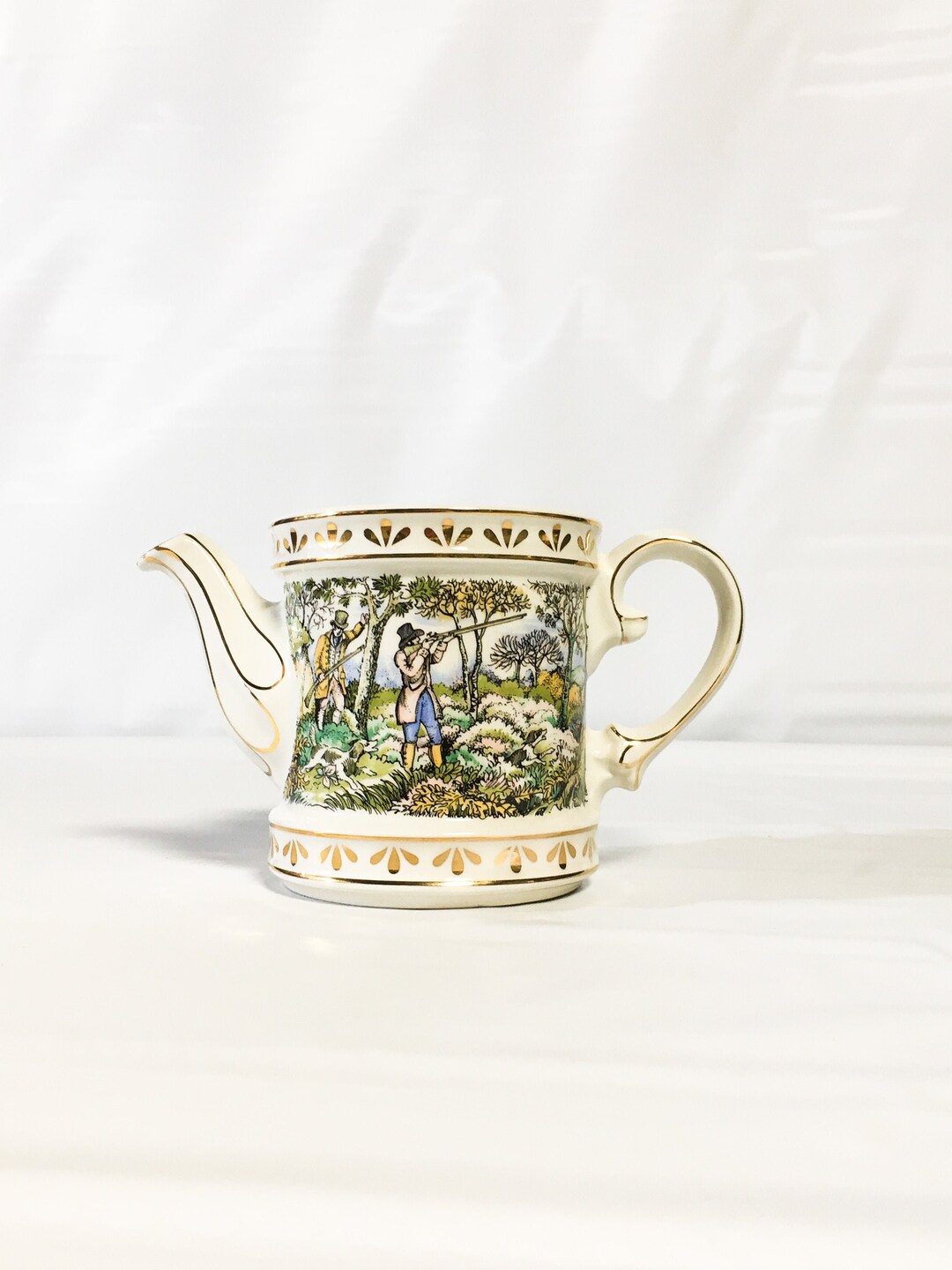 Vintage Sadler Teapot Shooting Sporting Scenes Decor Etsy