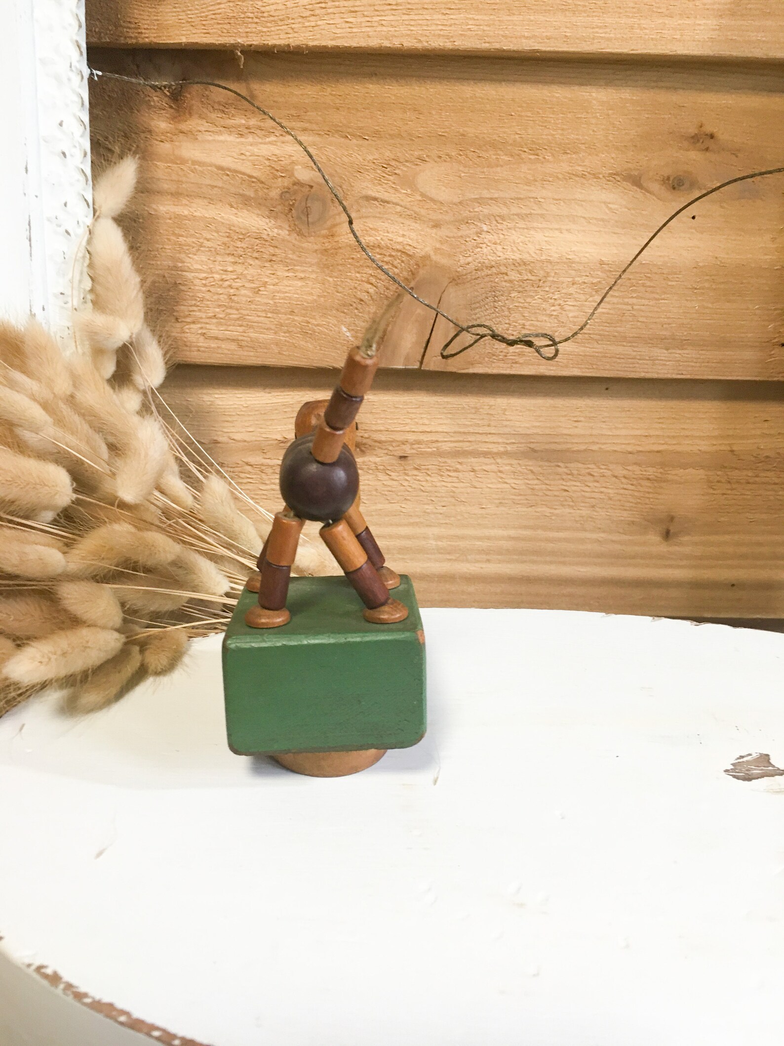 Vintage Puppet Toy Wood Dog Push String Puppet Retro Decor Etsy