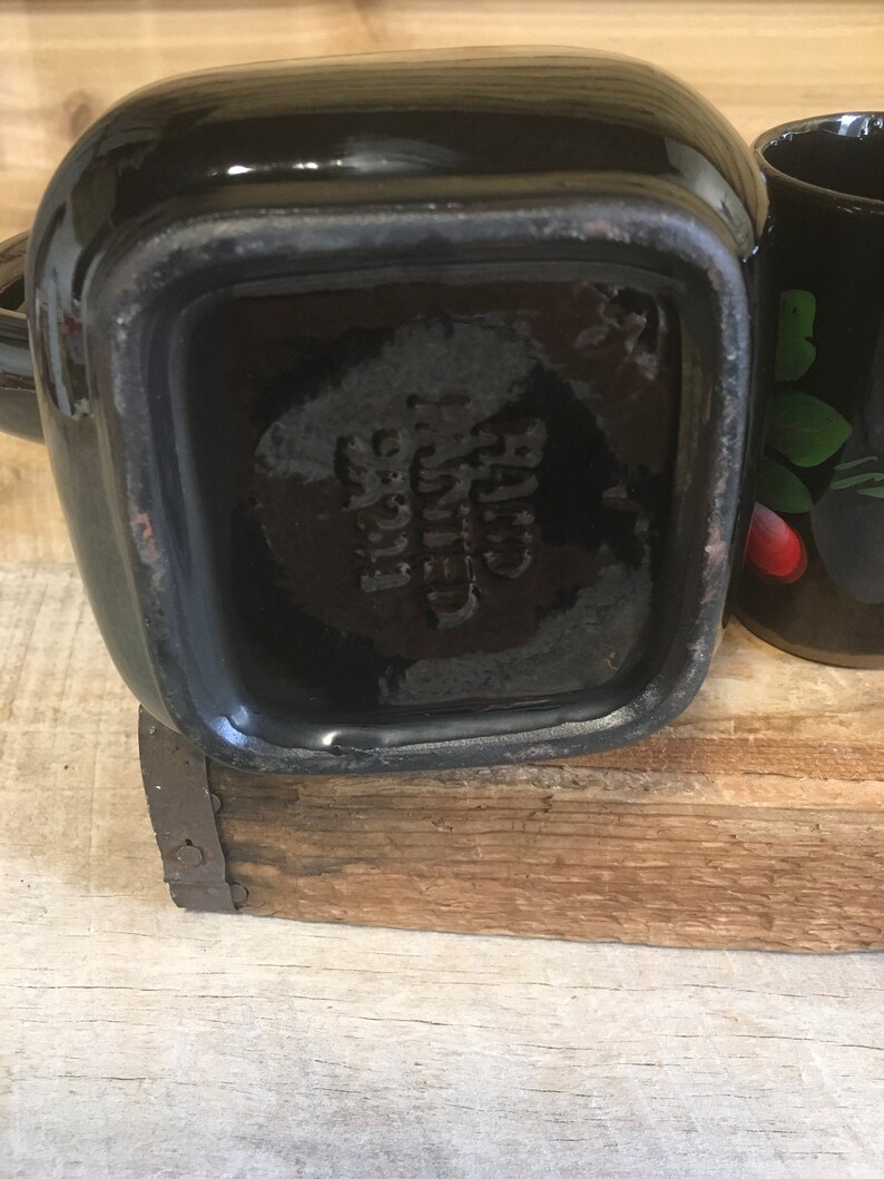 Vintage Juice Pitcher Glasses Fruit Japan Redware Pottery Etsy