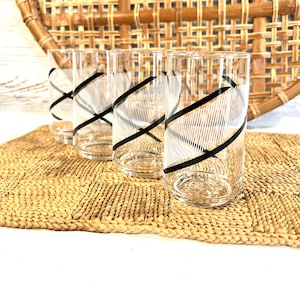 Vintage glass tumblers black white glasses retro decor replacement