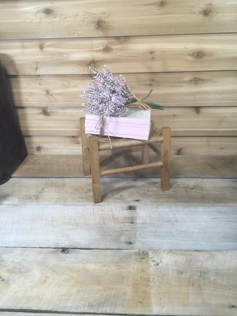 Vintage Stool Wood Woven Decor Farmhouse Child Wedding Photo Etsy