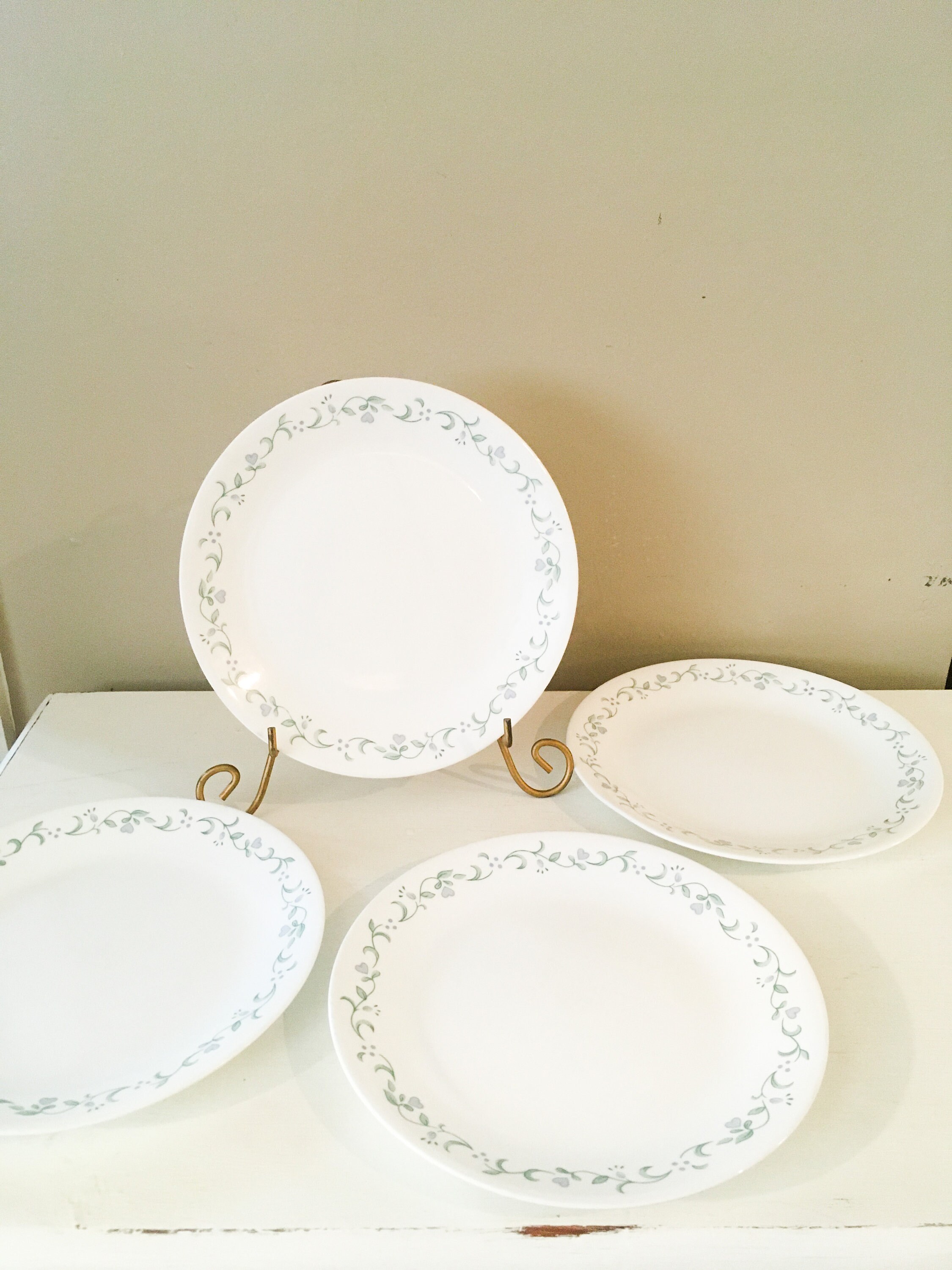 Vintage Corelle Plates Dinner Country Cottage Blue Heart Etsy