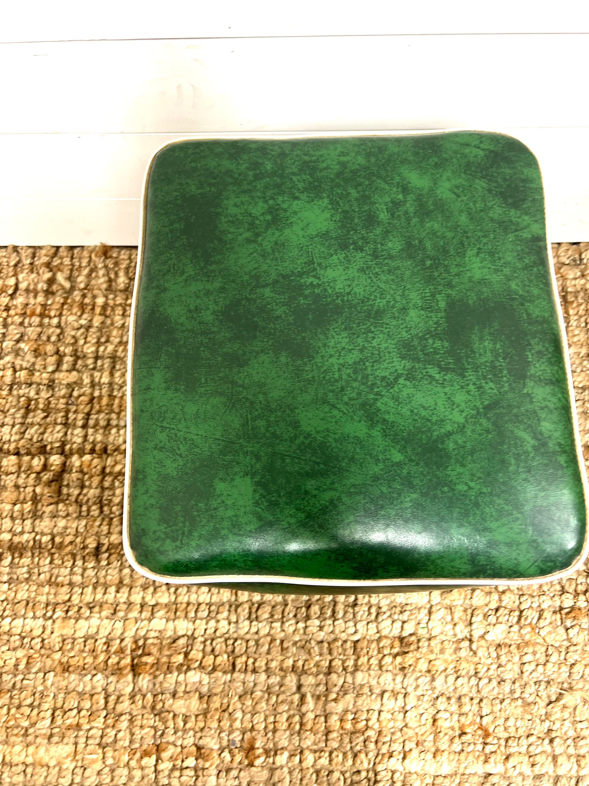 Vintage Vinyl Foot Stool Mid Century Decor Retro Etsy