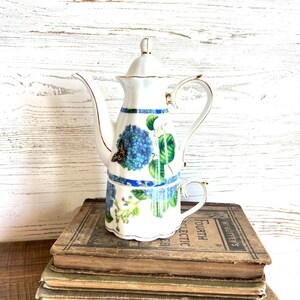 Vintage teapot and cup butterfly decor gift individual
