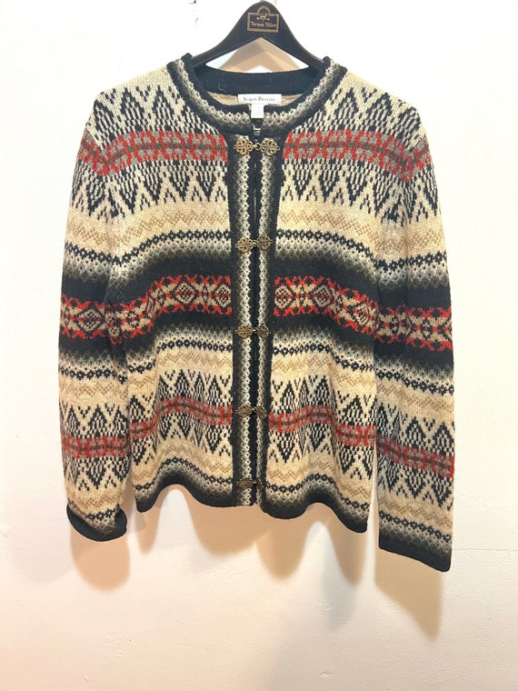 Vintage Susan Bristol wool cardigan sweater black 