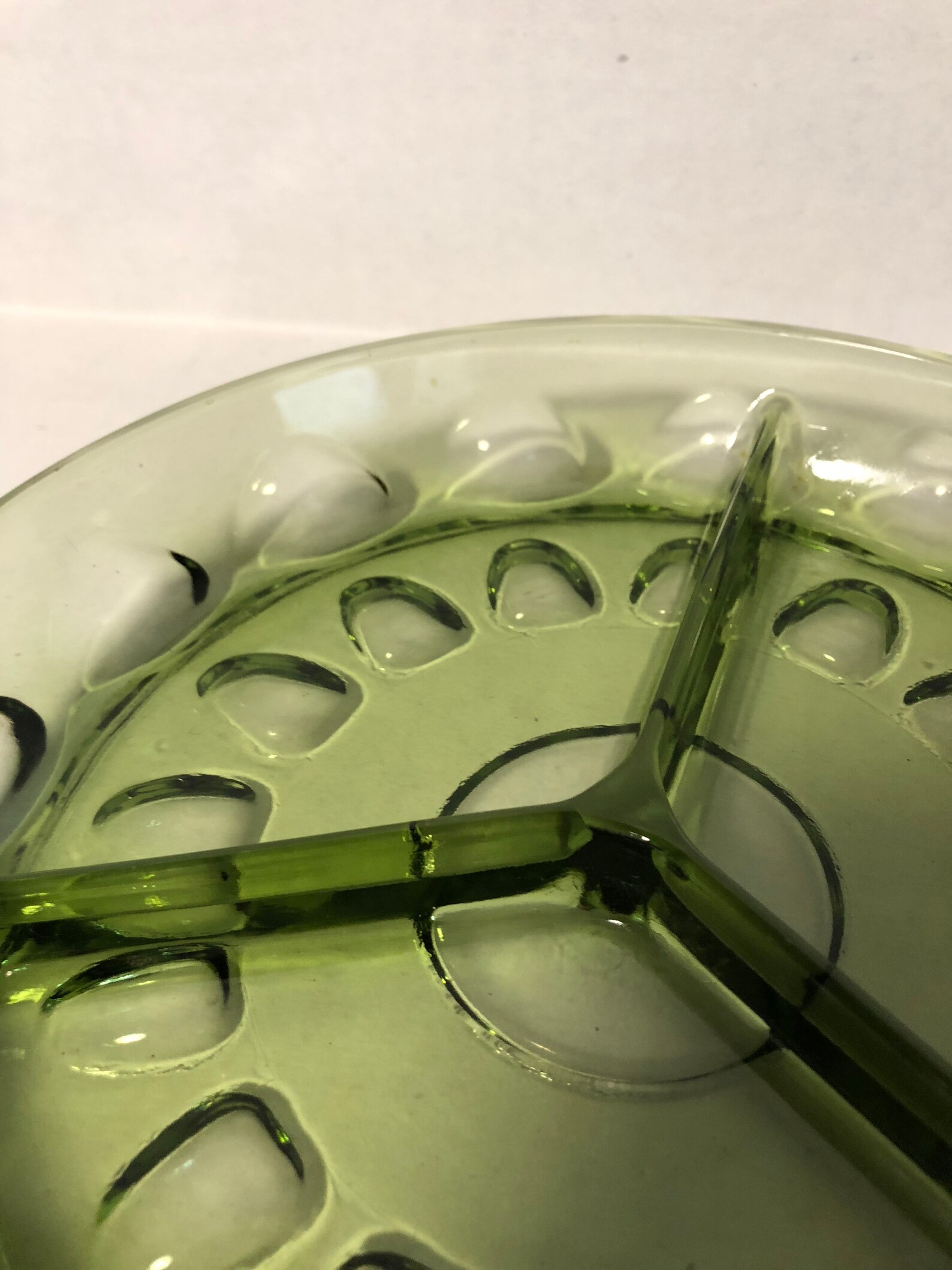 Vintage Green Glass Divided Candy Dish Candy Plate Three Etsy