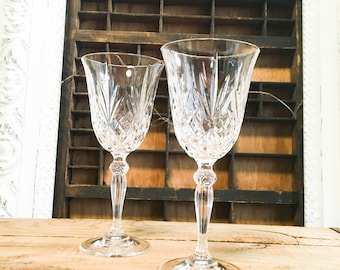 Vintage stemware crystal cut glasses decor wedding replacement champagne wine elegance serving