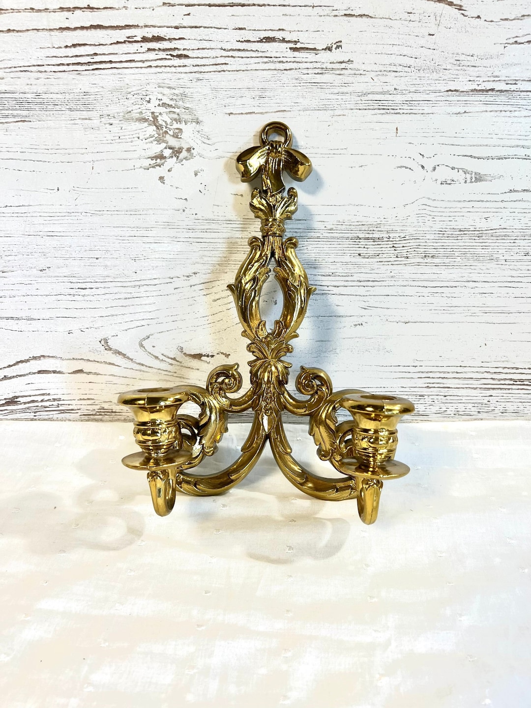 Vintage Candle Sconce Gold Resin Home Interior Decor Holder Etsy