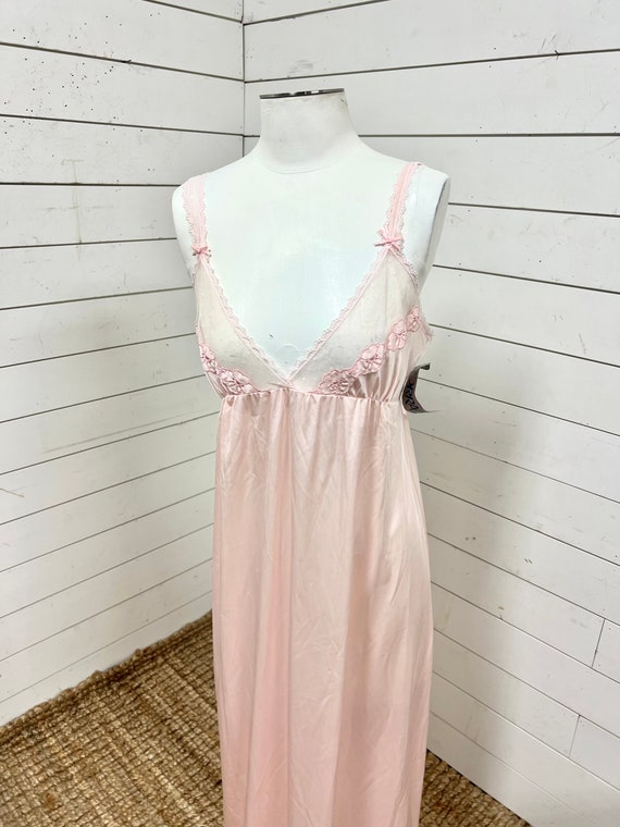 Vintage Lorraine night gown with tags nwt pink me… - image 6