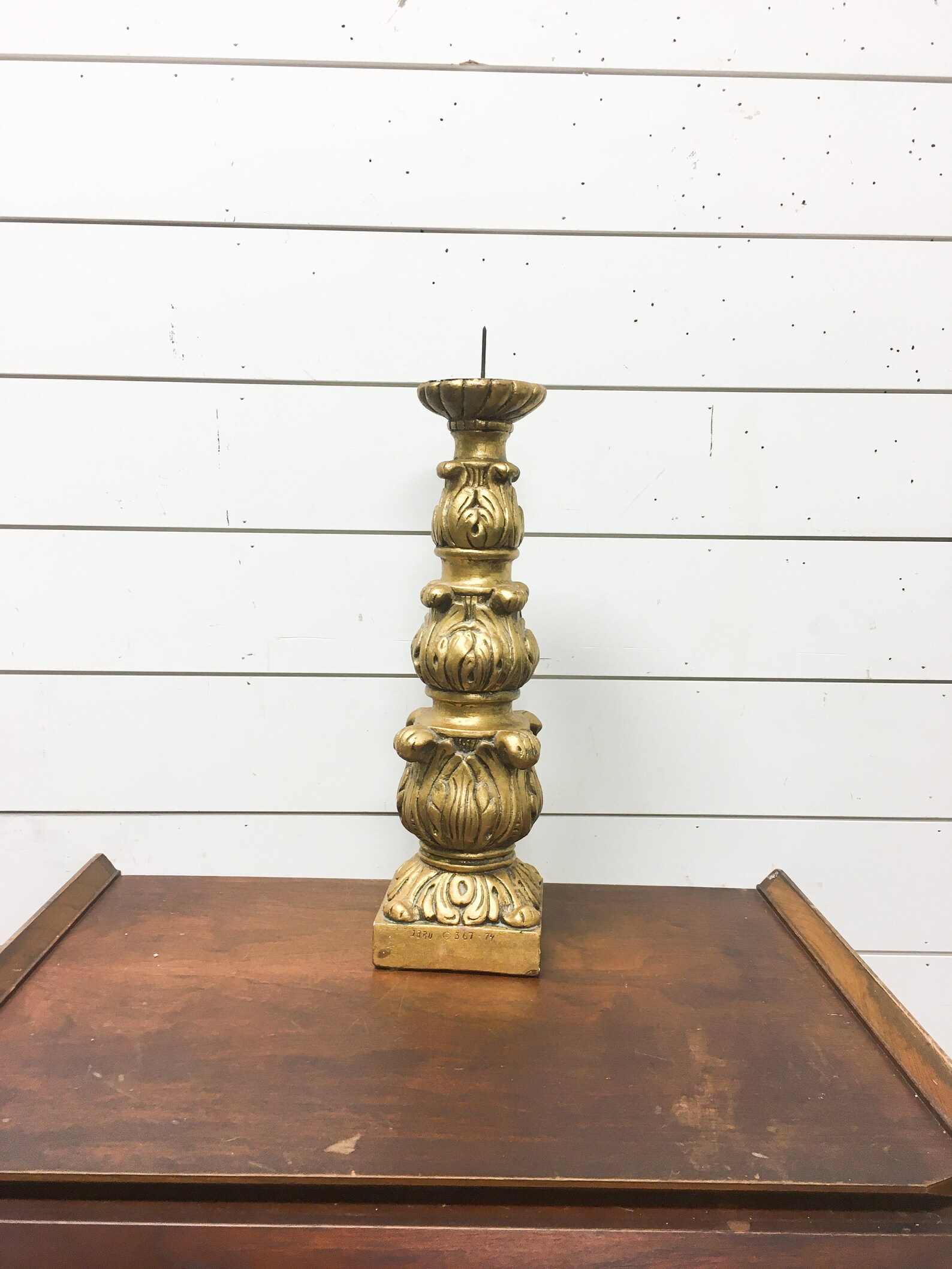 Vintage Candle Holder Pillar Gold Jaru Midcentury Decor Retro Etsy