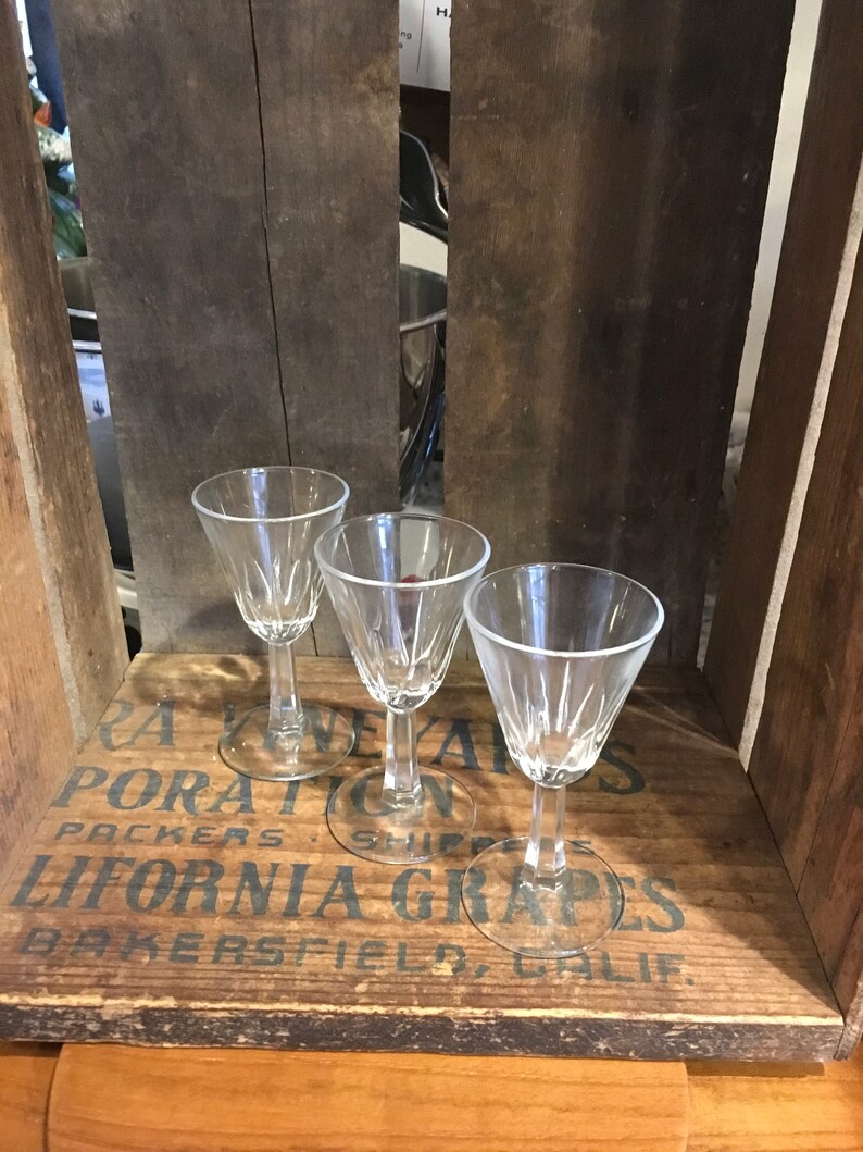 Vintage Pedestal Shot Glasses Barware Serving Clear Decor Etsy