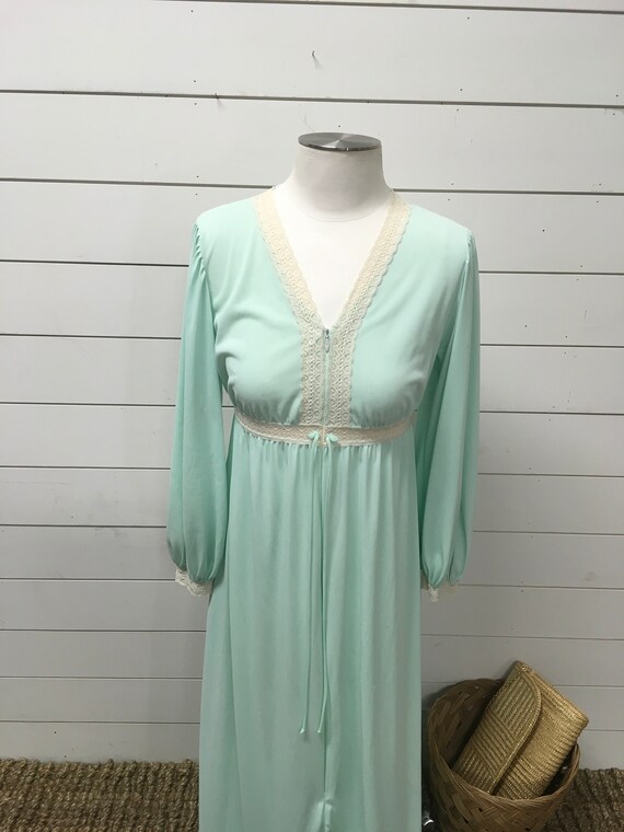 Vintage nightgown green robe small lorrain nylon … - image 2