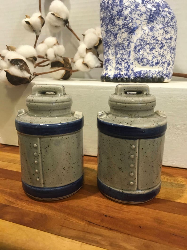 Vintage salt pepper shaker Japan home sweet home decor blue grey farmhouse country gift holiday retro wedding