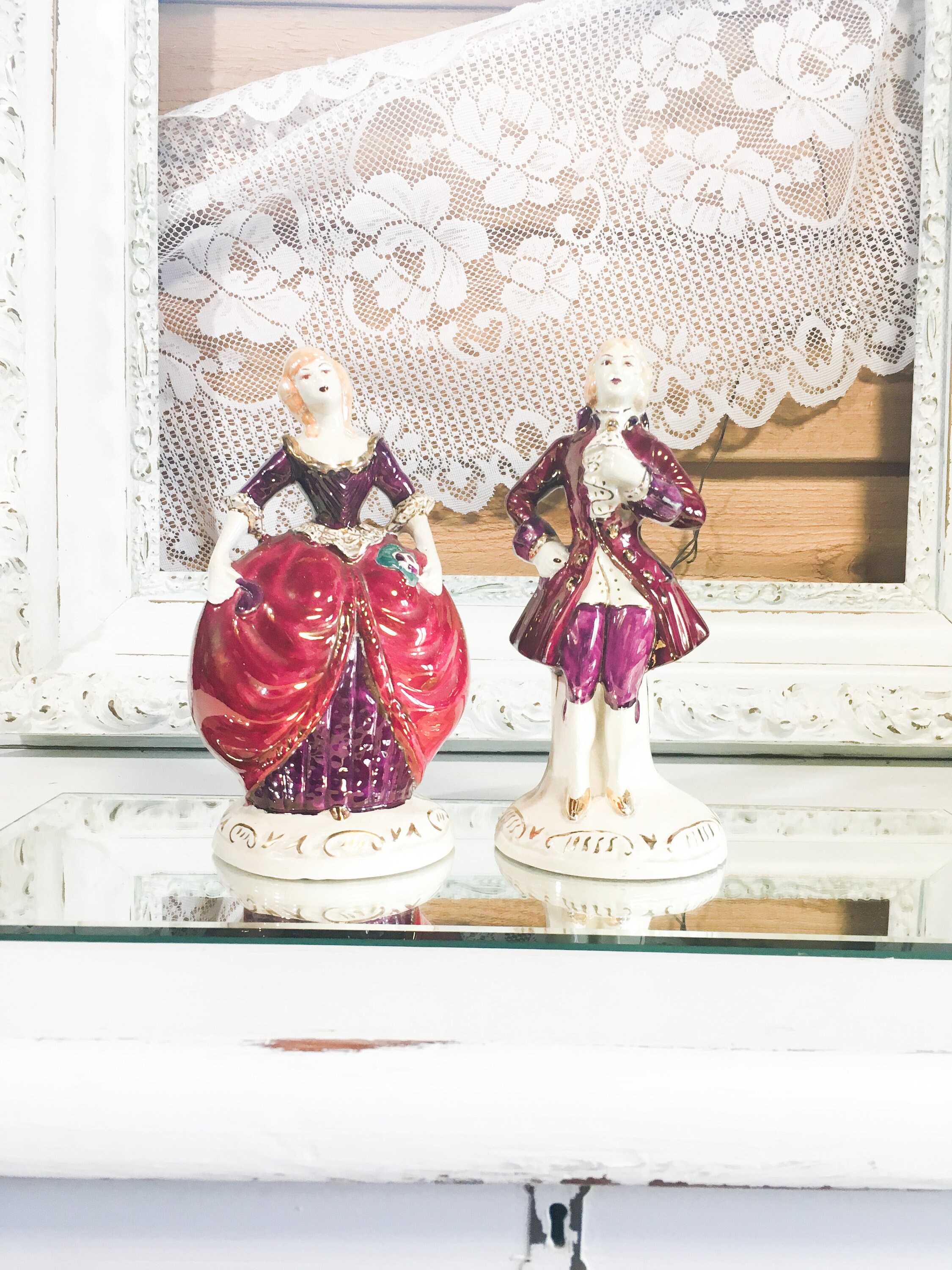 Vintage figurine Victorian man woman statue decor mexico | Etsy