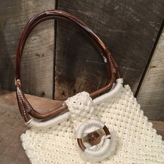 Pair of Vintage 8" Round Plastic Handbag Purse Handles Craft Macrame Crochet 