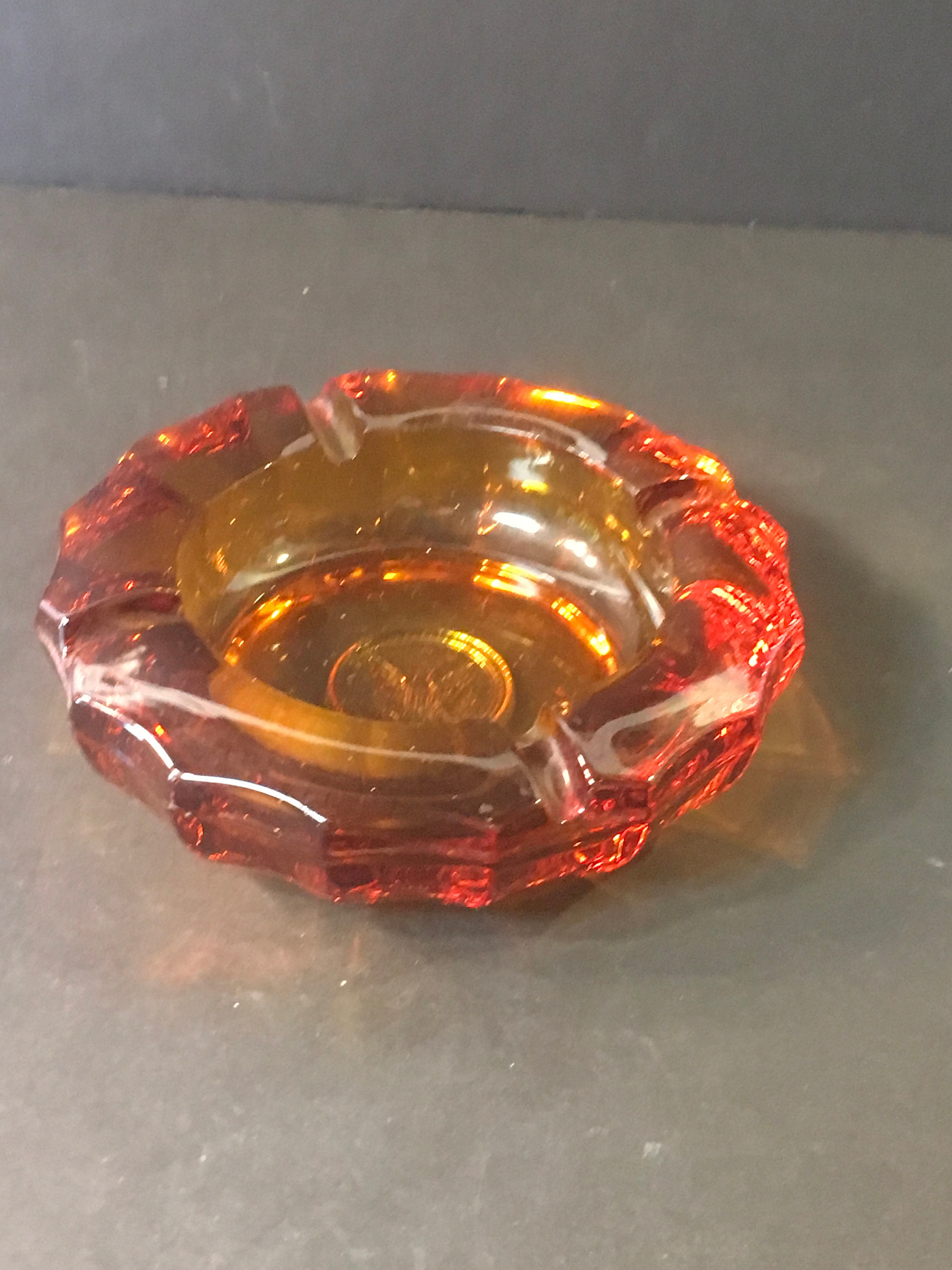 Vintage Ashtray Amber Glass Eagle 1887 Retro USA Decor Etsy