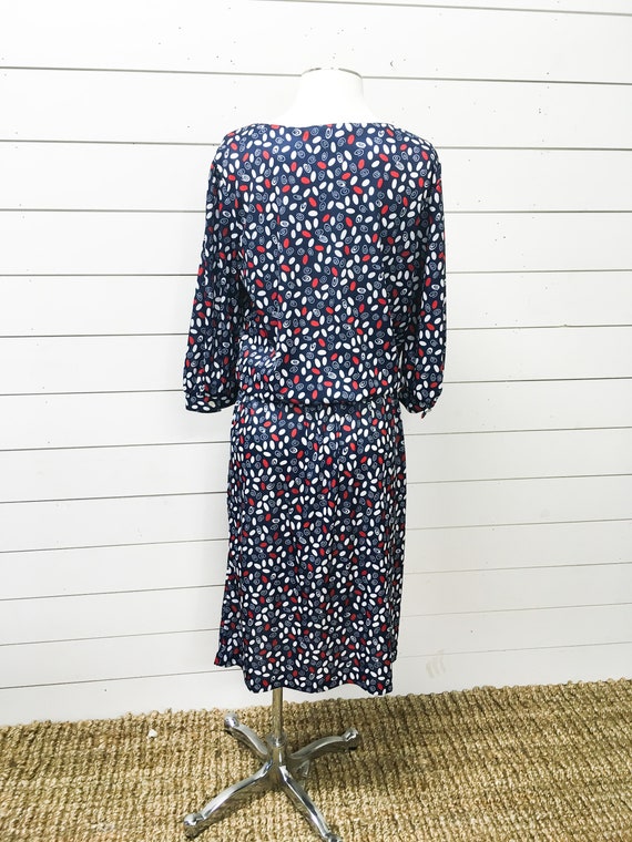 Vintage ladies dress Blair red blue white polyest… - image 4