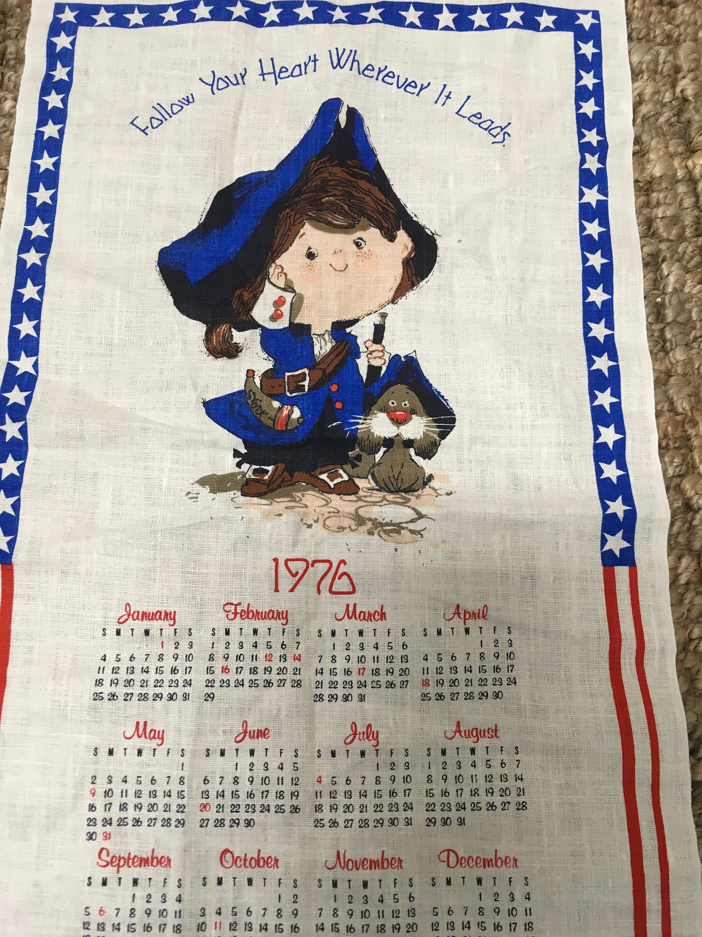 Vintage Cloth Calendar 1976 Tea Towel Americana Decor Retro Gibson Greeting  Cards Linens - Etsy Israel
